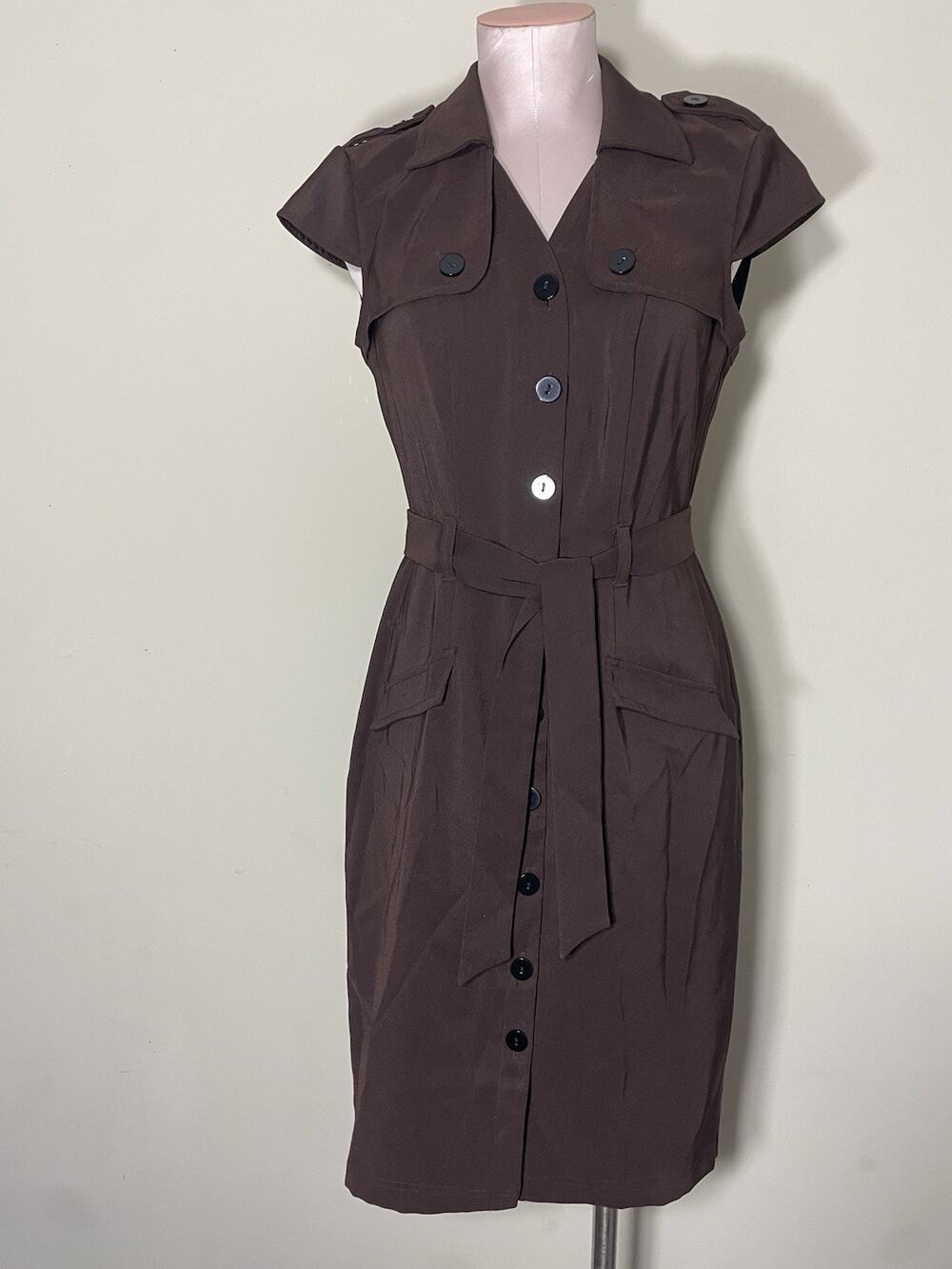 Women's Brown Van-Heusen Button Front Dress